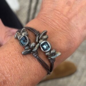 UNO de 50 Silver and Blue Gemstone Bracelet